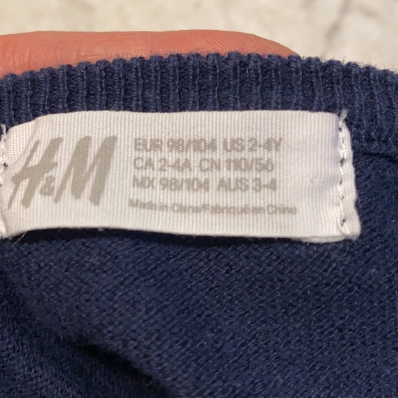 H&M Girls Navy Button Down Cardigan Sweater 100% Cotton Comfy size 2-4Y - Picture 8 of 8